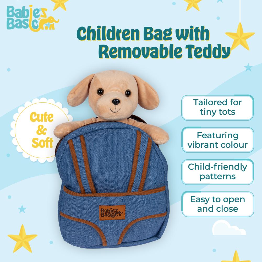 Babies Basic Baby Detachable Teddy Bag - Blue/Ivory