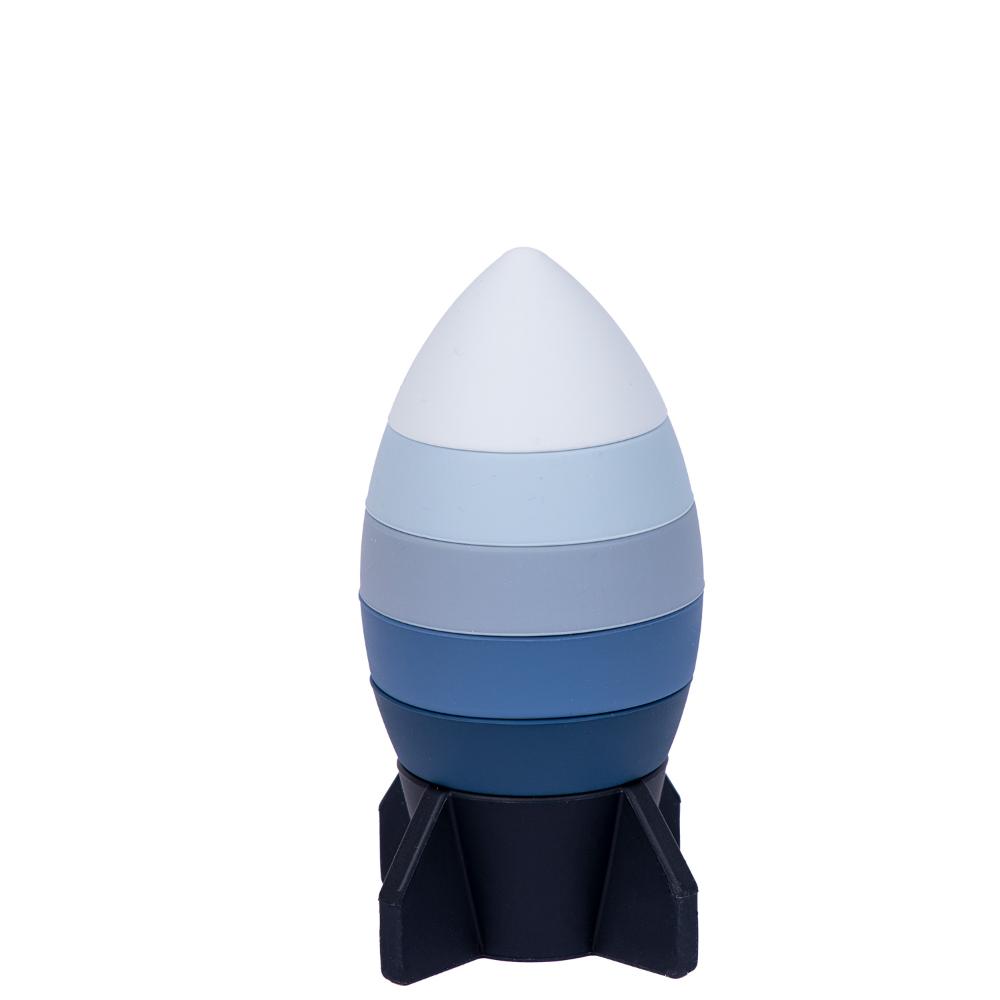 Babies Basic - Silicone Stacking Toy - Rocket - Blue