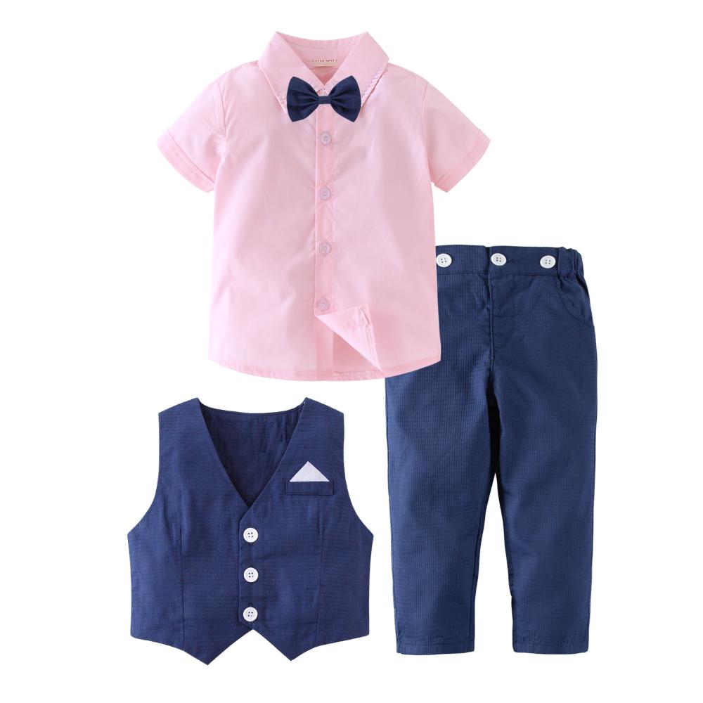 Sugar Rush Solid Shirt, Waistcoat & Pants - Pink - 3 Pcs