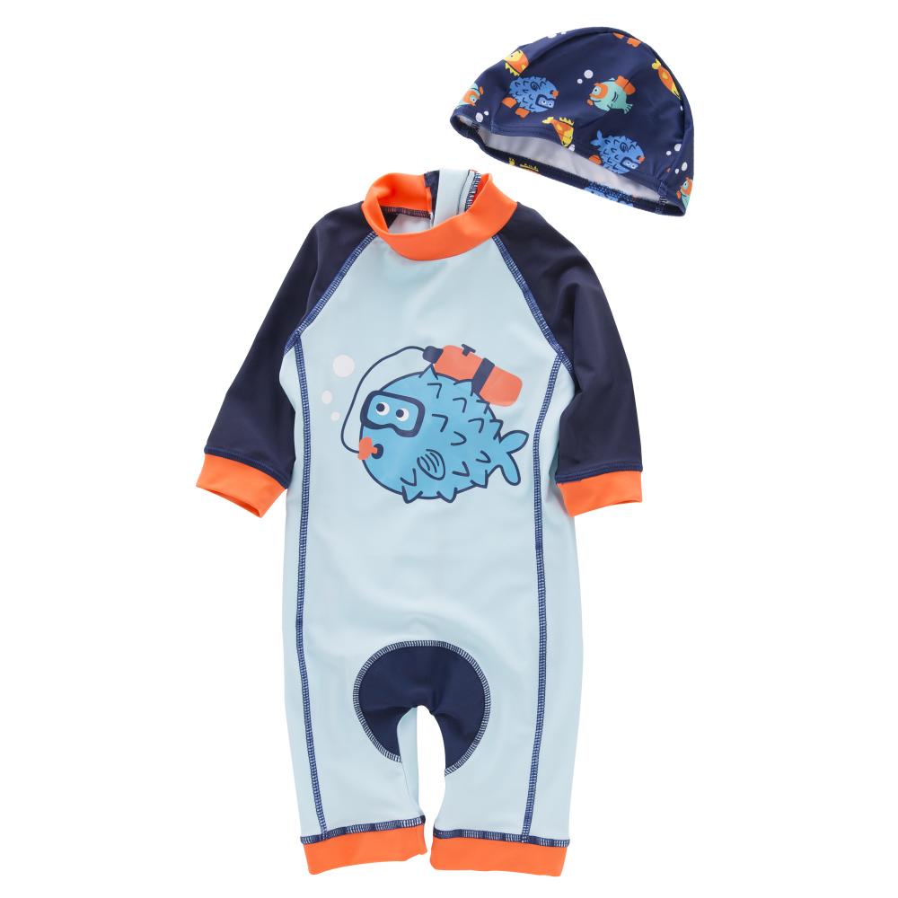 Sugar Rush Fish Print 1-pc Wetsuit & Swimcap