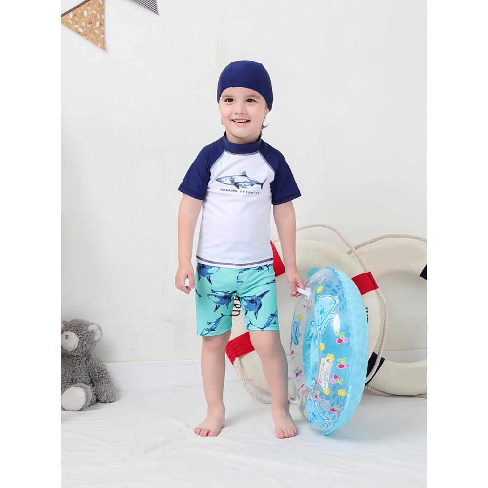 Sugar Rush Shark-themed 2-pc Swimsuit & Swimcap