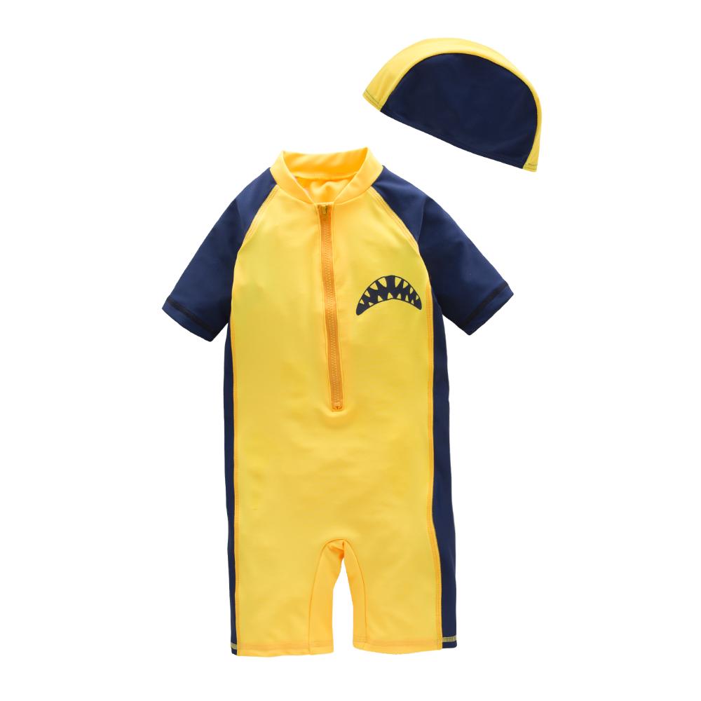 Sugar Rush Boy's Shark-Print 1-pc Wetsuit & Swimcap