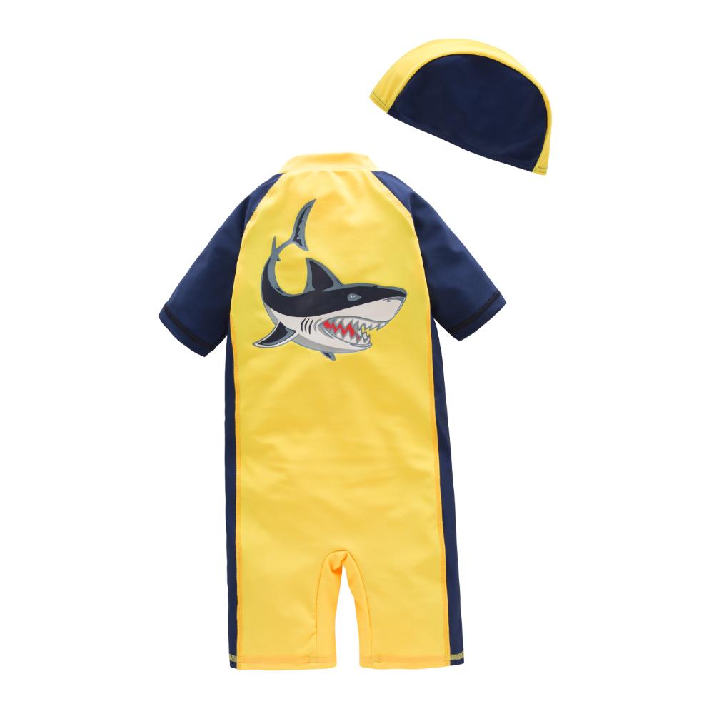 Sugar Rush Boy's Shark-Print 1-pc Wetsuit & Swimcap
