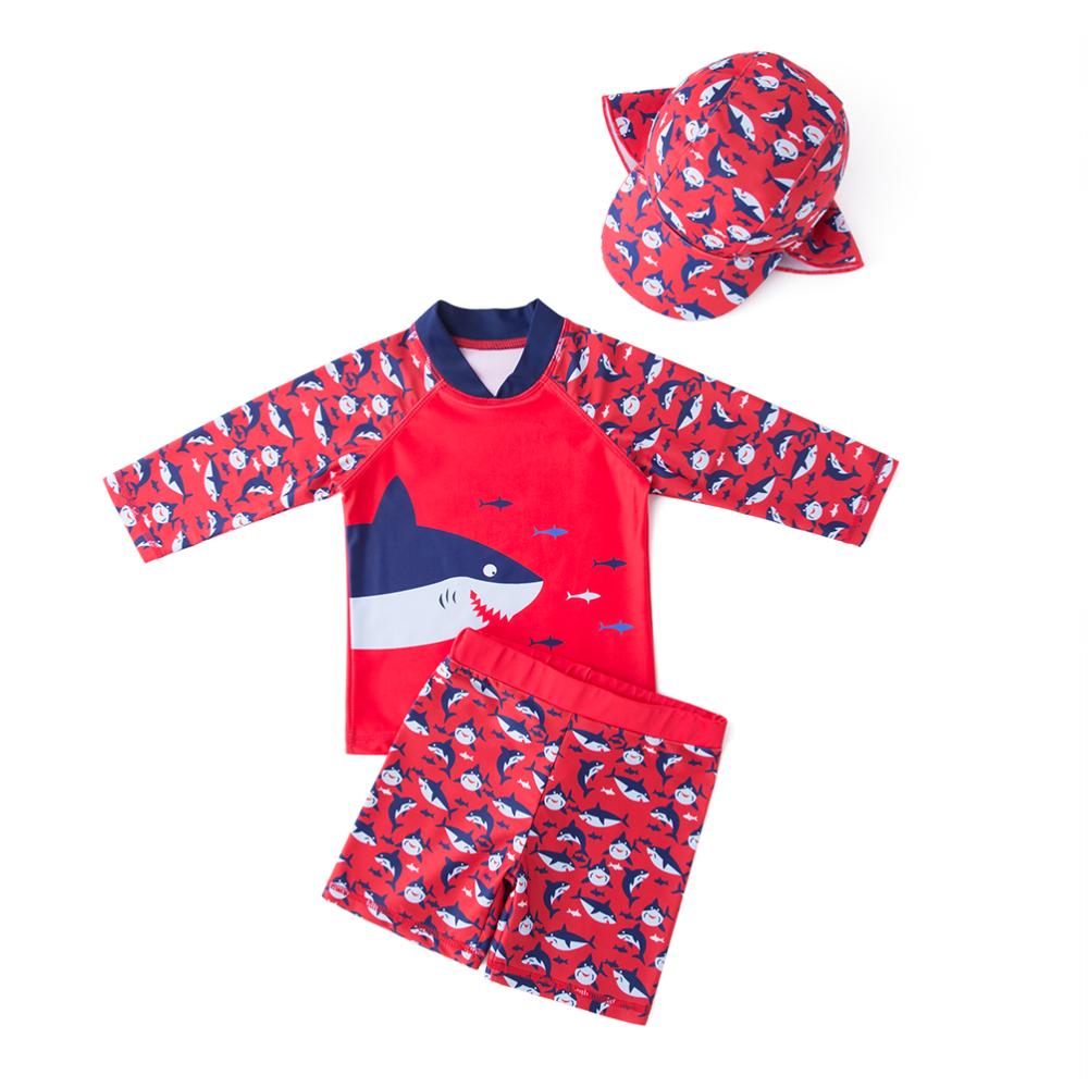 Sugar Rush Shark Two-Piece Swimsuit & Cap - Red