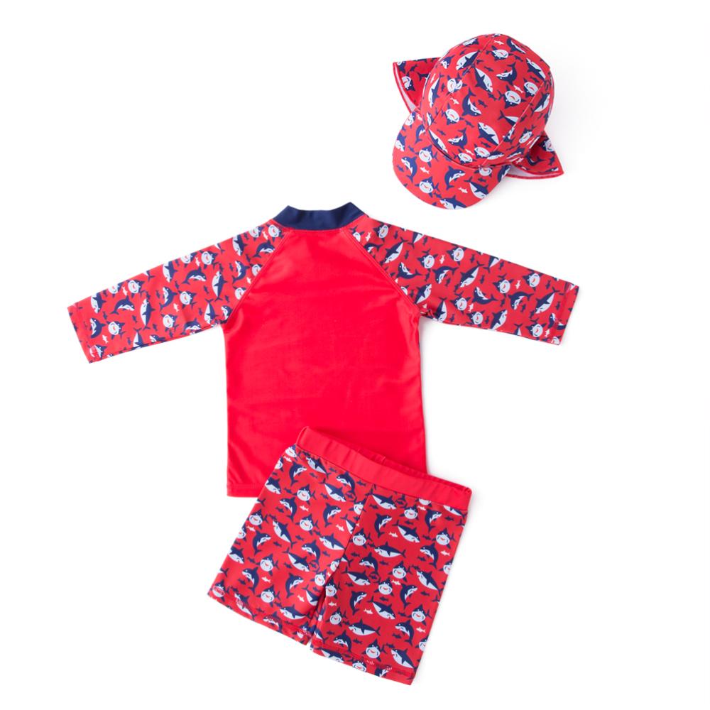 Sugar Rush Shark Two-Piece Swimsuit & Cap - Red