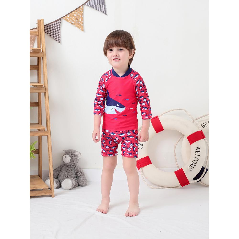 Sugar Rush Shark Two-Piece Swimsuit & Cap - Red
