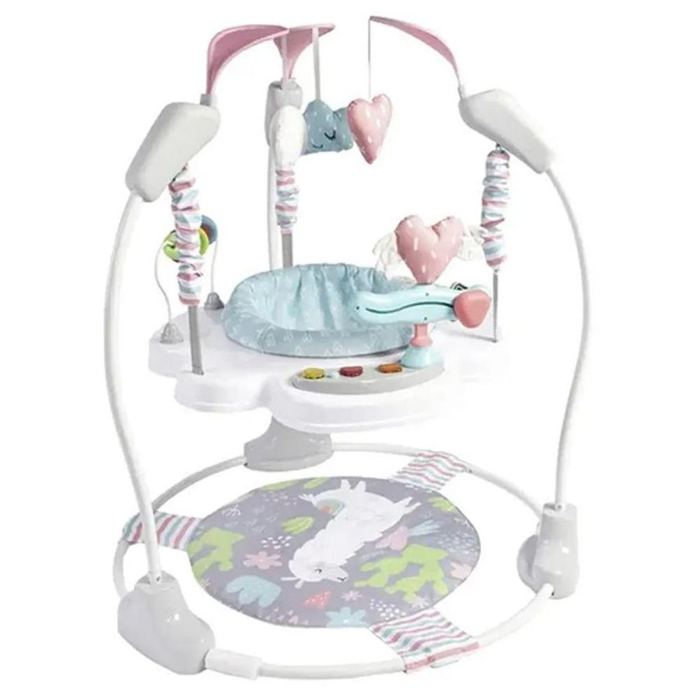 Little Learners - Llama Baby Jumper - 360° Rotating Activity Centre with Sensory Crinkle Mat