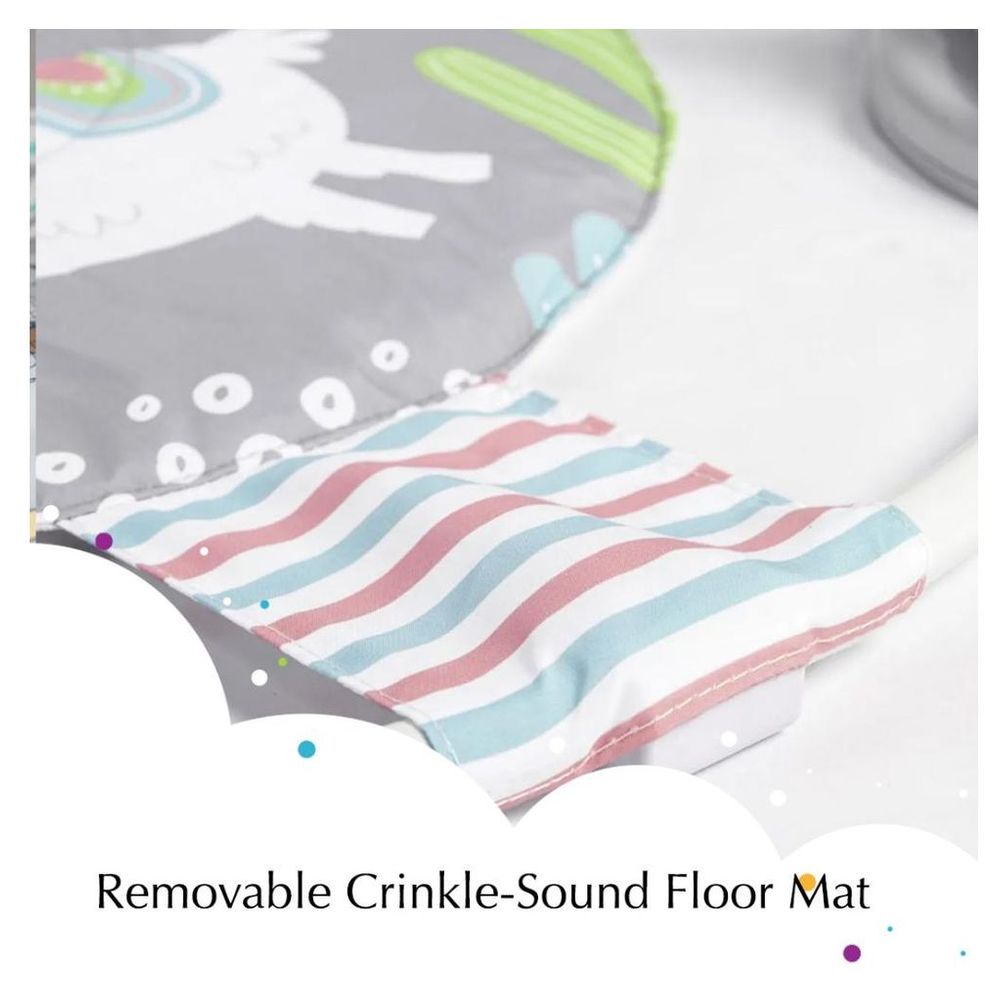 Little Learners - Llama Baby Jumper - 360° Rotating Activity Centre with Sensory Crinkle Mat