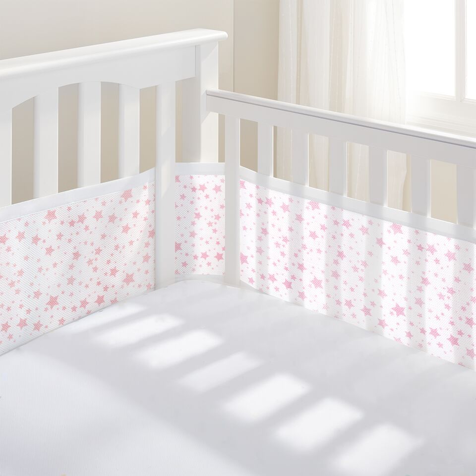 BreathableBaby-Mesh Liner Twinkle Twinkle,White With Pink Star