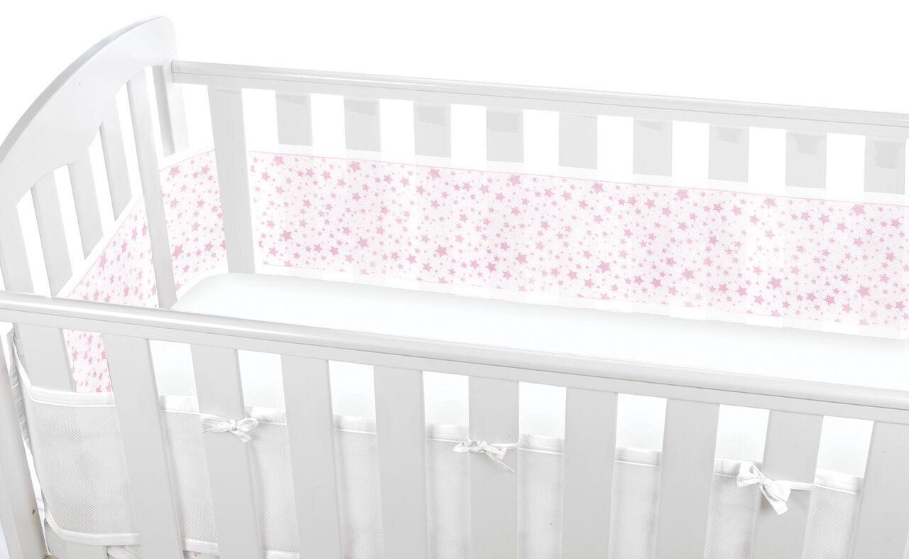 BreathableBaby-Mesh Liner Twinkle Twinkle,White With Pink Star