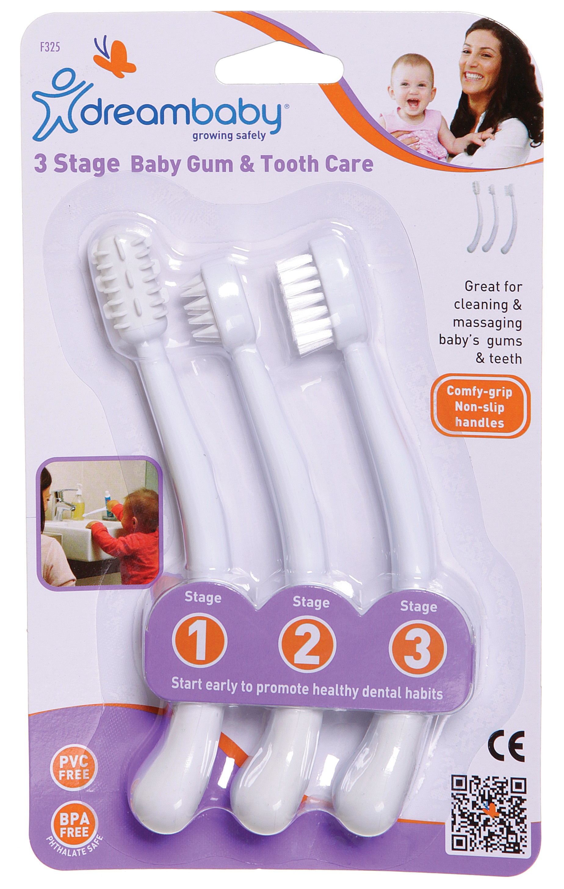 Dreambaby Toothbrush Set 3 Stage White