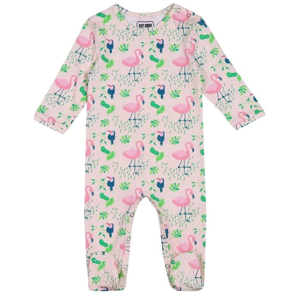 Ola Otter Printed Footie Sleepsuit Flamingo Forest