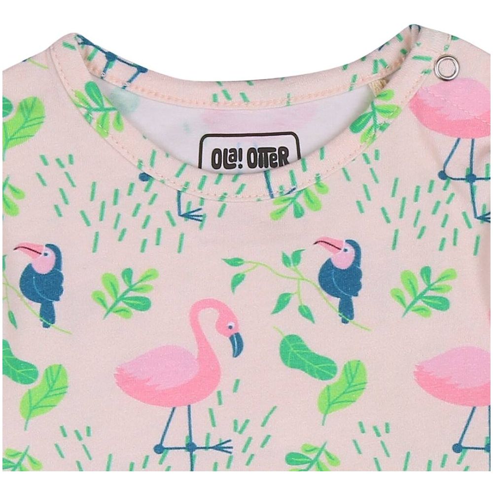 Ola Otter Printed Footie Sleepsuit Flamingo Forest