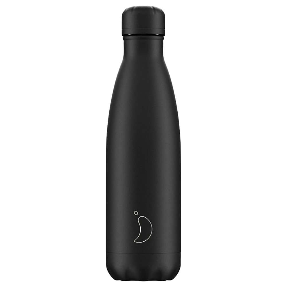 Chillys - Monochrome Stainless Steel Water Bottle - All Black - 500 ml