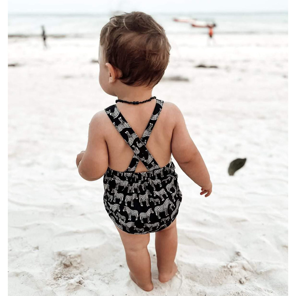 Baby Brave Zebra Baby Bodysuit - Black/White