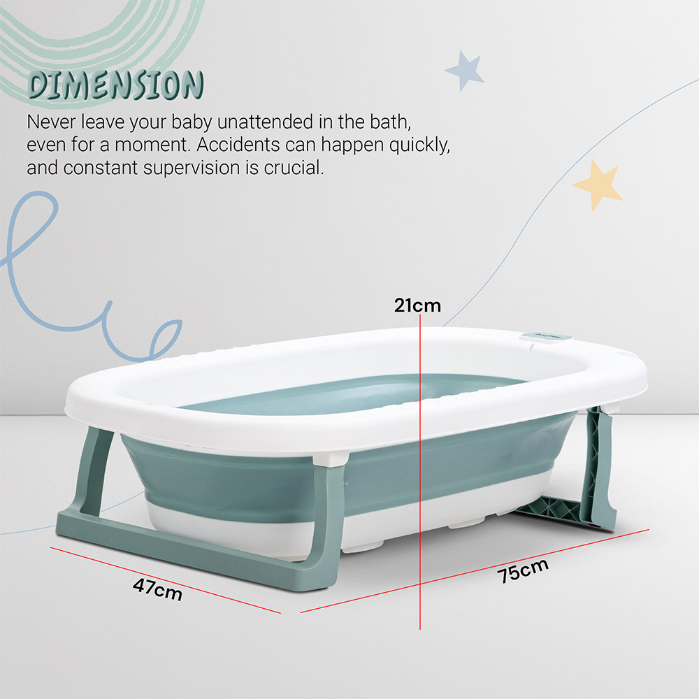 Baybee - Foldable Baby Bath Tub For Kids - Green