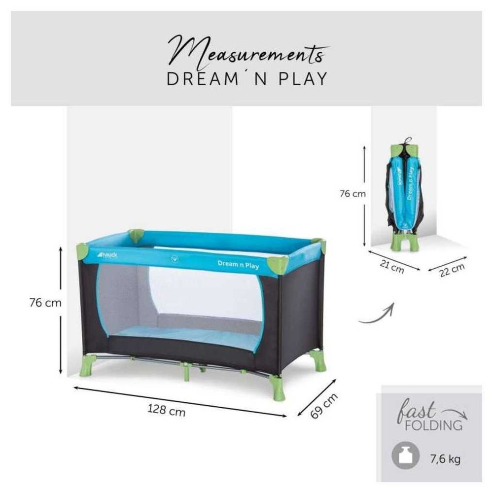 Hauck Dream'N Play Travel Cot - Water Blue