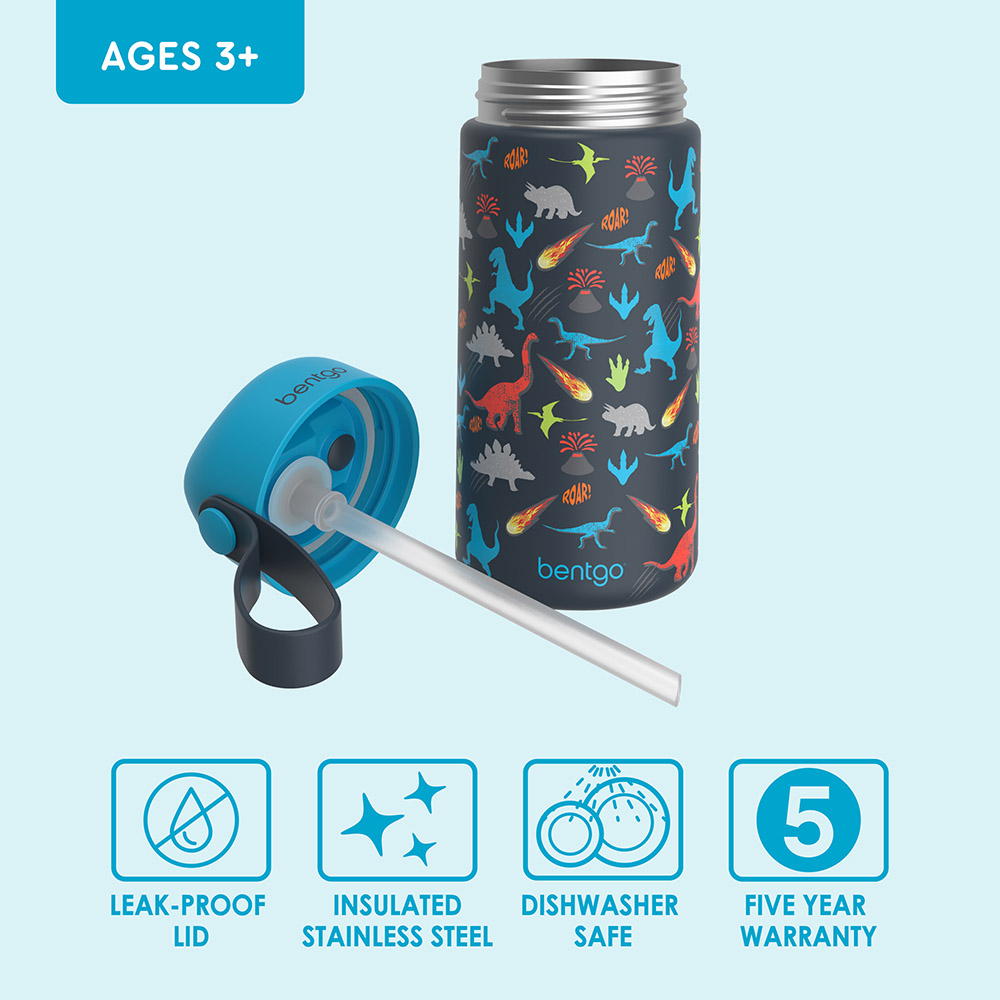 Bentgo - Stainless Steel Insulated Watter Bottle - Dino - 413 ml