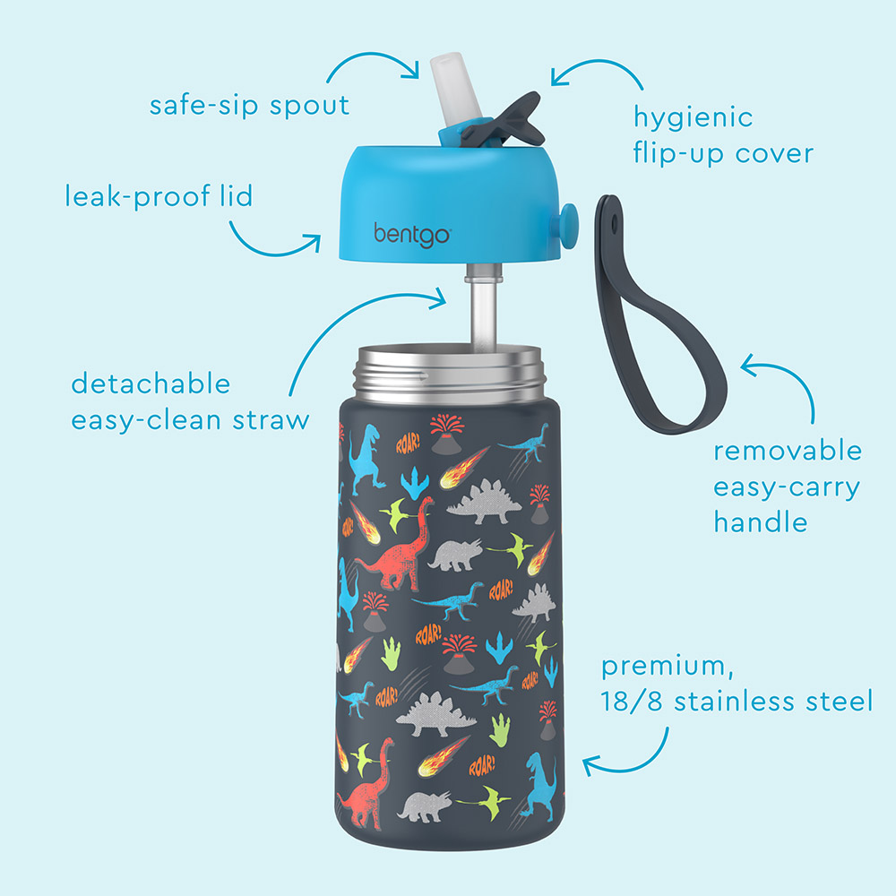 Bentgo - Stainless Steel Insulated Watter Bottle - Dino - 413 ml