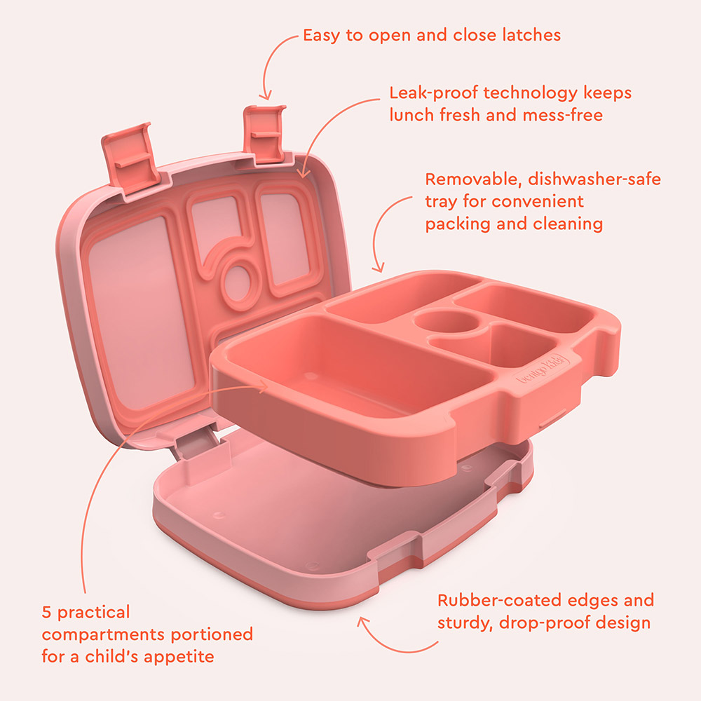 Bentgo - Kids Colour 5 Compartment Lunchbox - Coral