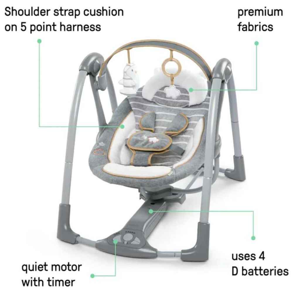 Ingenuity - Boutique Collection Swing N Go Portable Swing - Bella Teddy
