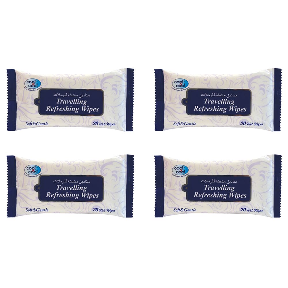 Cool & Cool - Travelling Refreshing Wipes 20's - Pack of 4