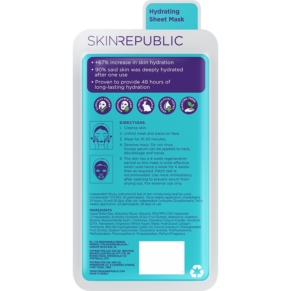 Skin Republic - Hyaluronic Acid + Collagen Face Mask 25ml