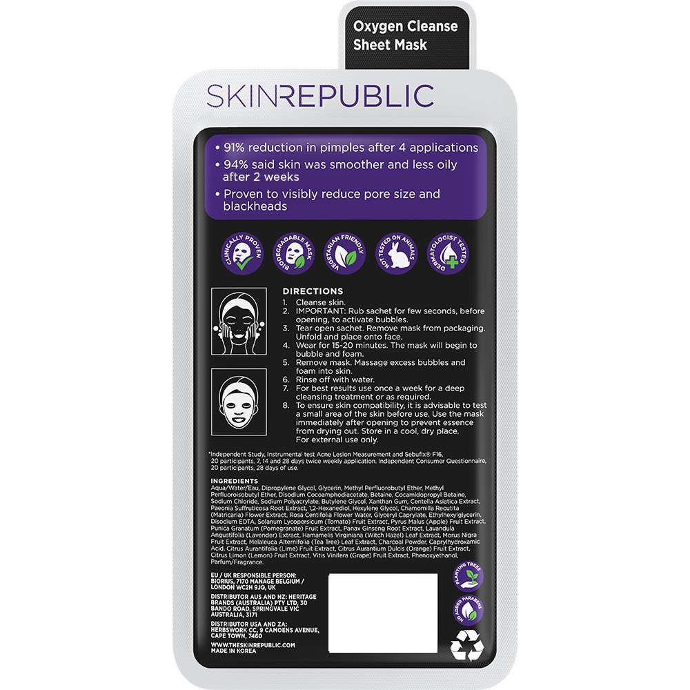 Skin Republic - Bubble Purifying + Charcoal Face Mask 20ml