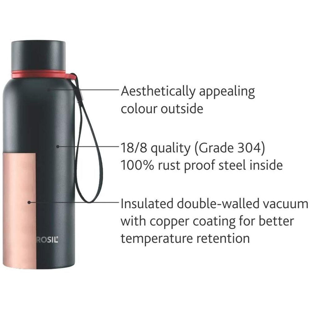 Borosil - Vacuum Insulated Trek Bottle - Black - 500ml
