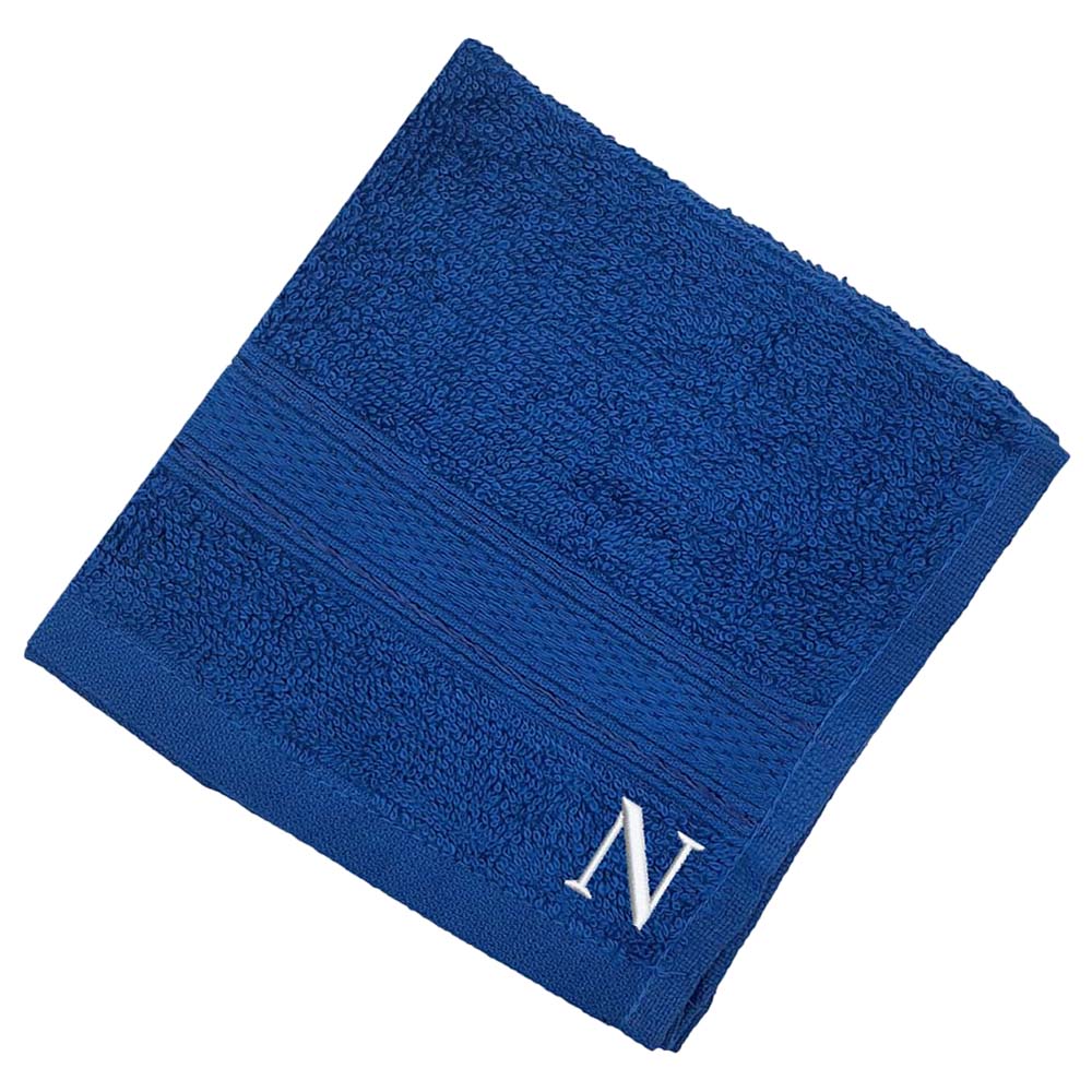 Byft - Letter N Monogrammed Face Towel - 30 x 30 cm - 6pcs - Royal Blue