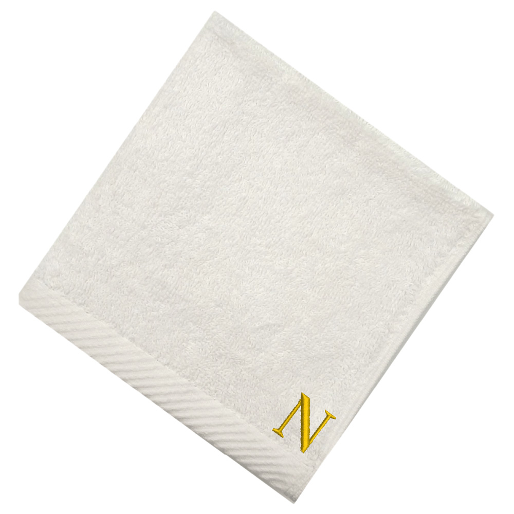 Byft - Letter N Monogrammed Face Towel - 33 x 33 cm - 6pcs - Golden/White