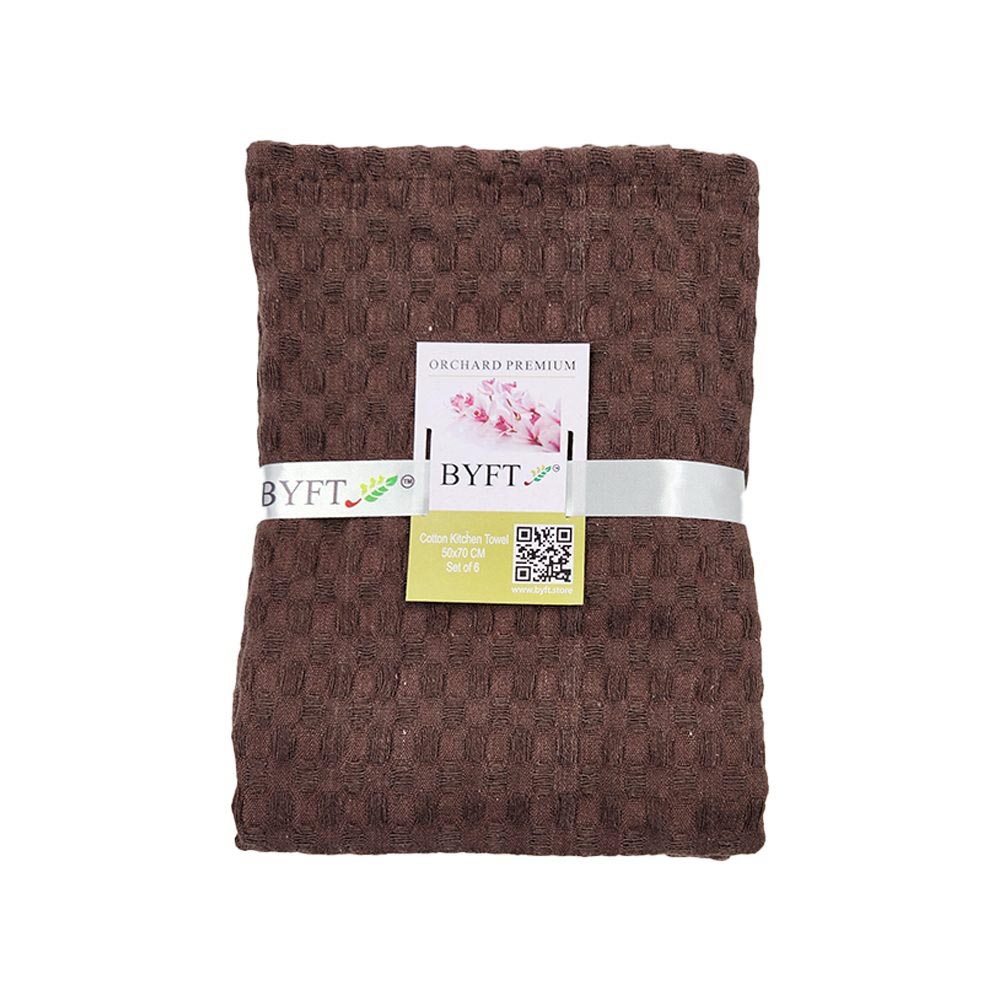 BYFT - Orchard Waffle Kitchen Towel - Dark Brown - 50x70 cm - 6pcs