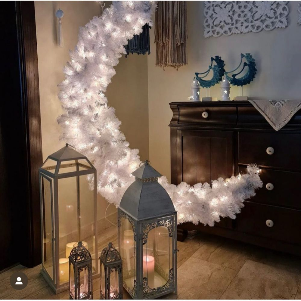 رمضان كريسنت زينة هلال رمضان 150 سم 5 قدم أبيض