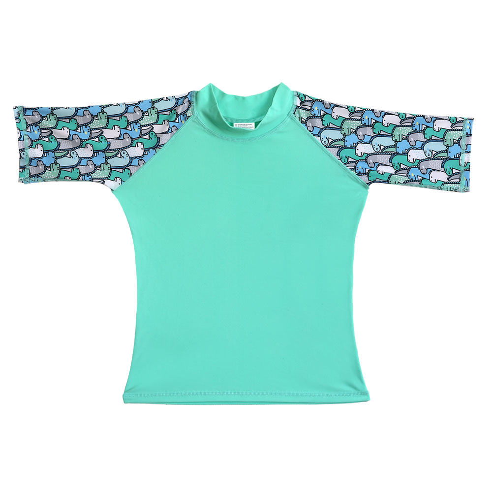 Cool2c Boys Dinosaur Short Sleeve Rashguard - Green