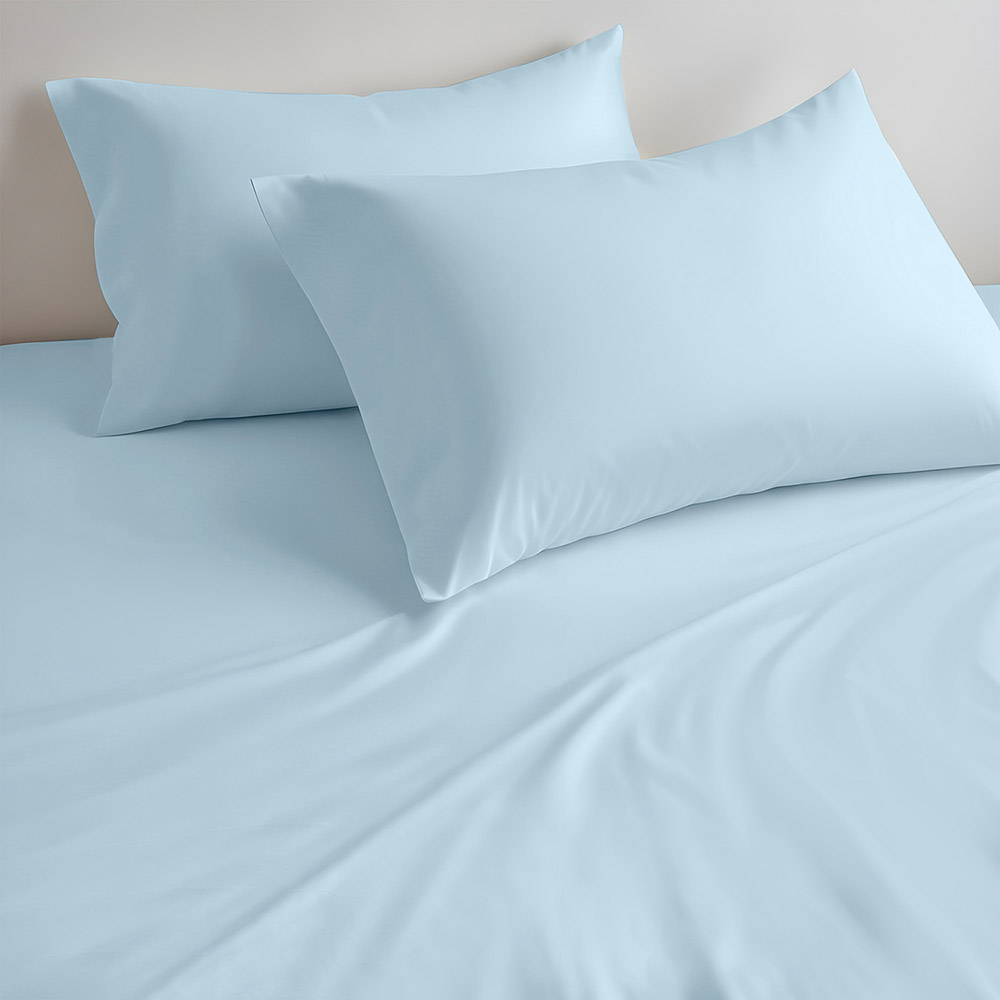 Cotton Home - King Size Fitted Bedsheet With 2 Pillow Case - Sky Blue