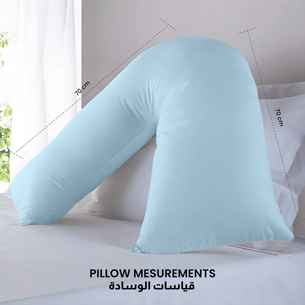 Cotton Home - V- Shape Pillow For Back, Shoulder - 70x70cm - Blue