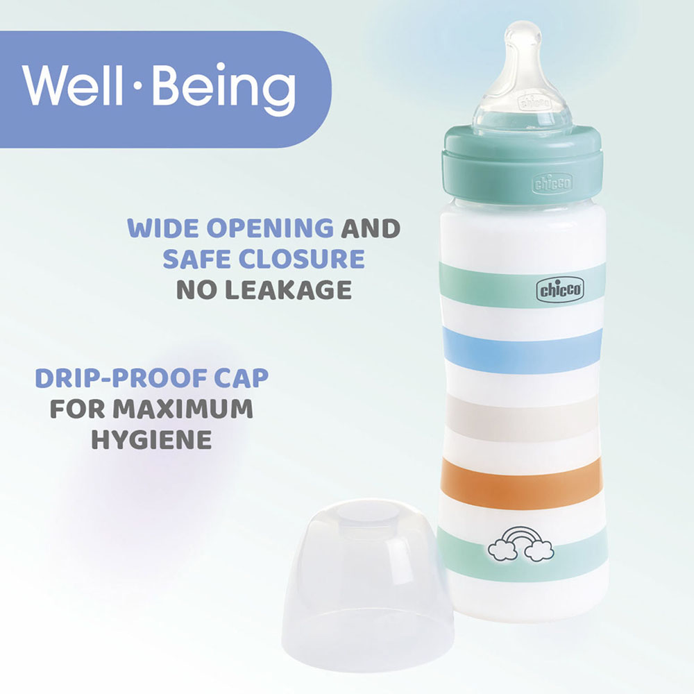 Chicco - Well-Being Plastic Fast Flow Feeding Bottle - Orange - 330 ml