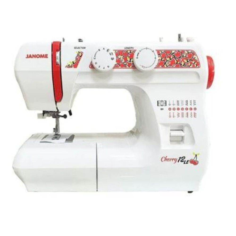 Janome Cherry 12LE Sewing Machine With Hard Cover - White