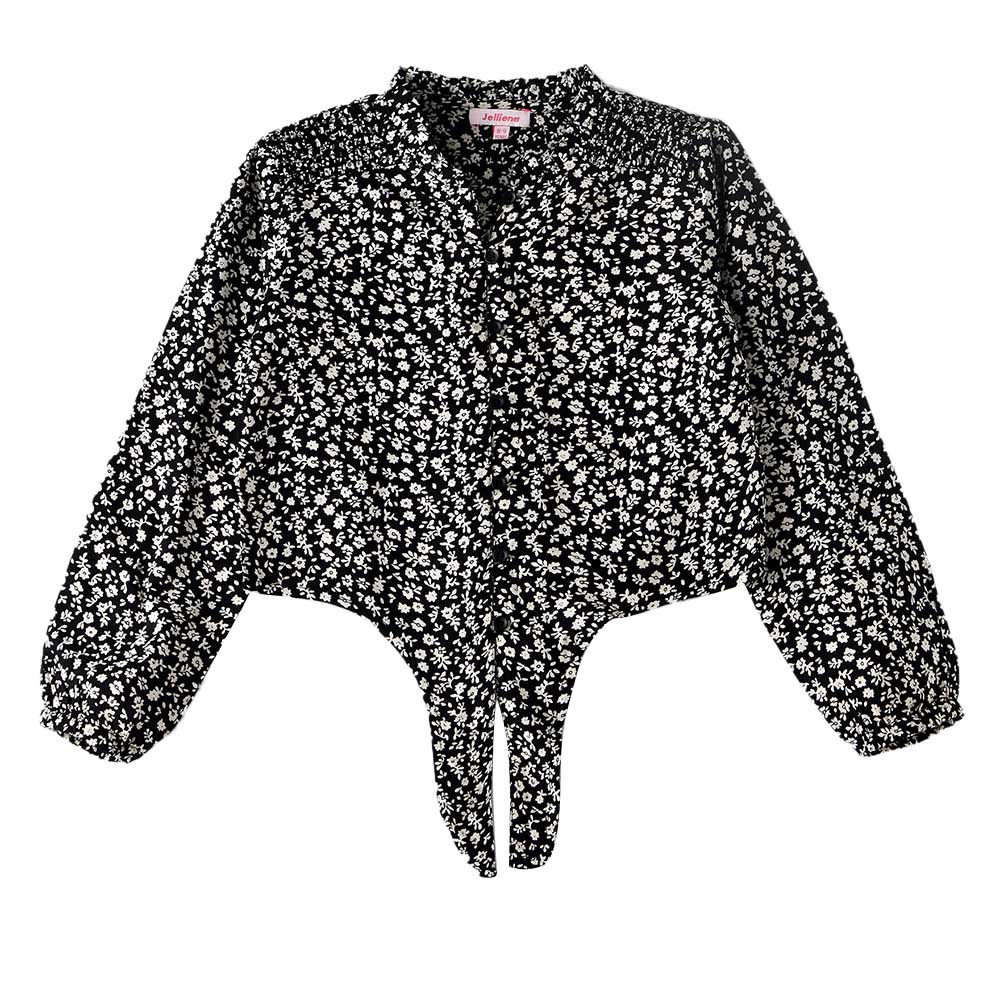 Jelliene Girls Printed Soft Viscose Top - Black