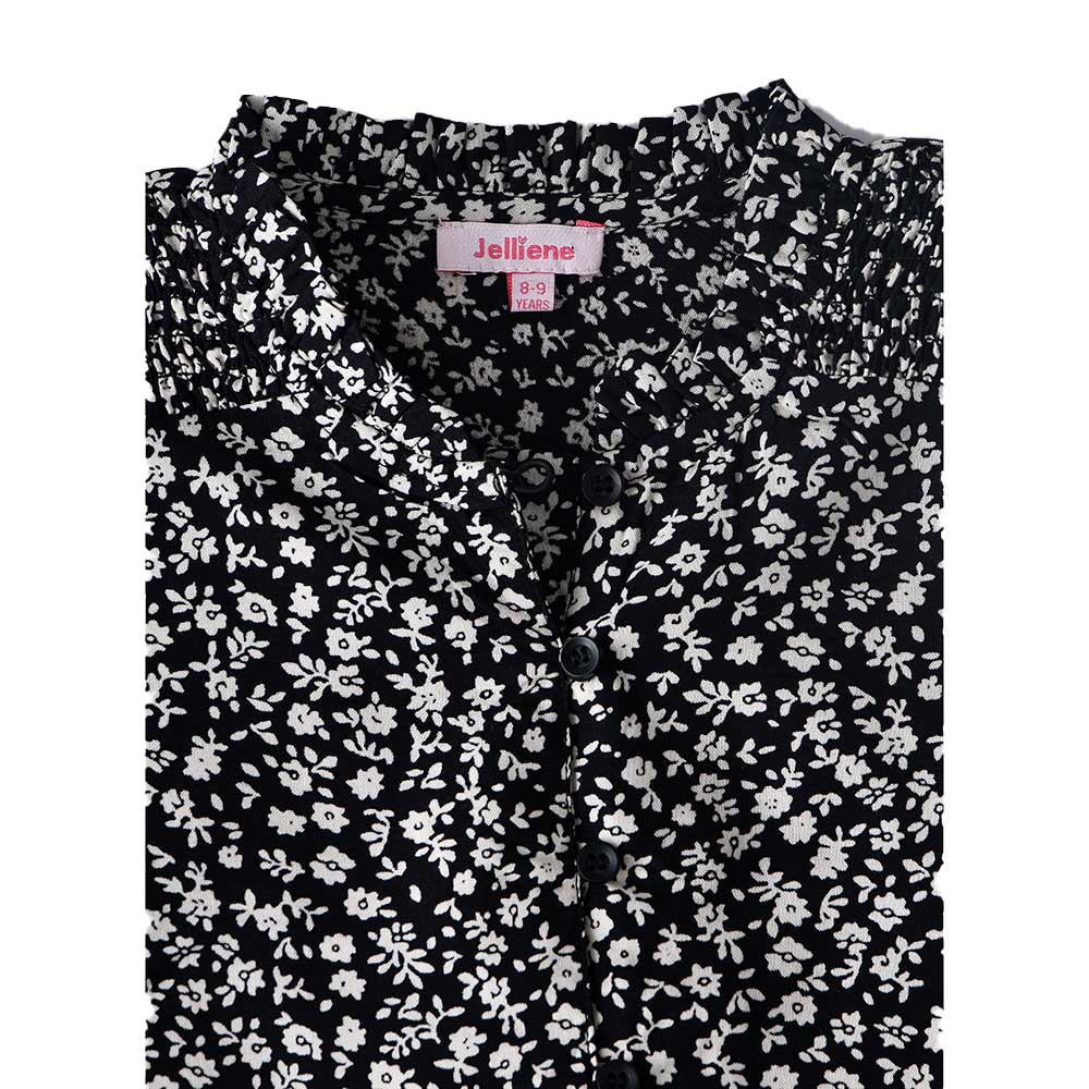 Jelliene Girls Printed Soft Viscose Top - Black