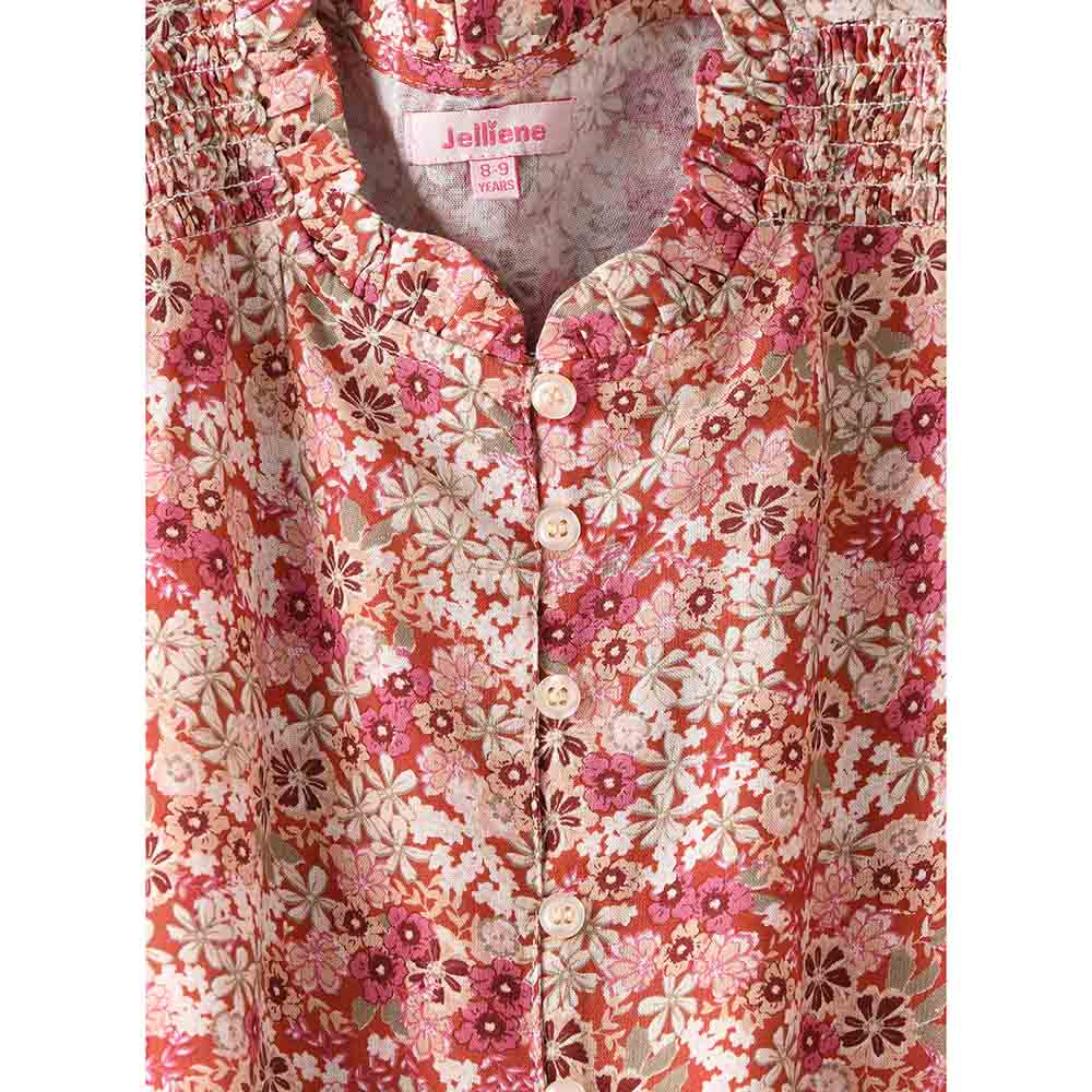 Jelliene Girls Printed Soft Viscose Top - Red