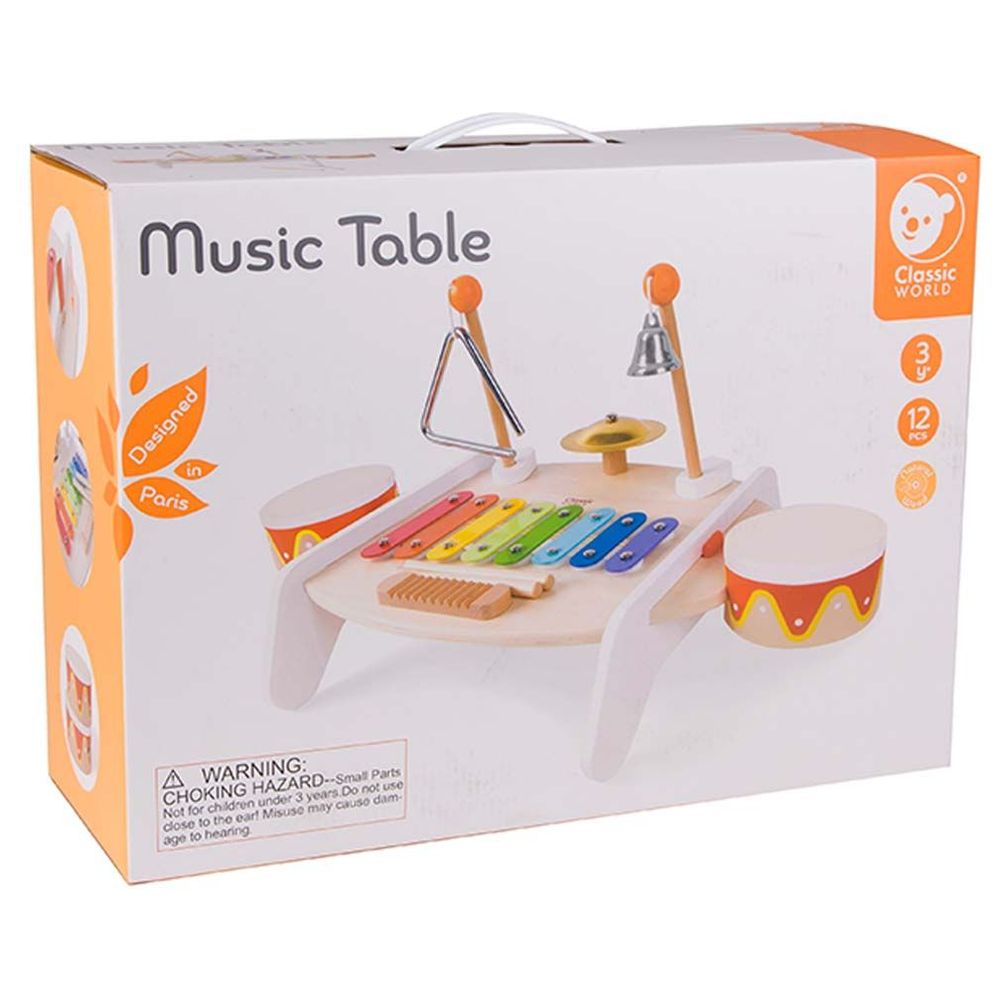 Classic World - Music Table | Wooden Toy Instruments for Kids | Xylophone & Drums Play Station 
