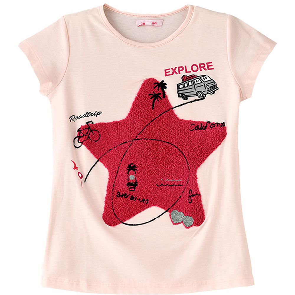 Jelliene Girl's Knit Top with Embroidery - Pink