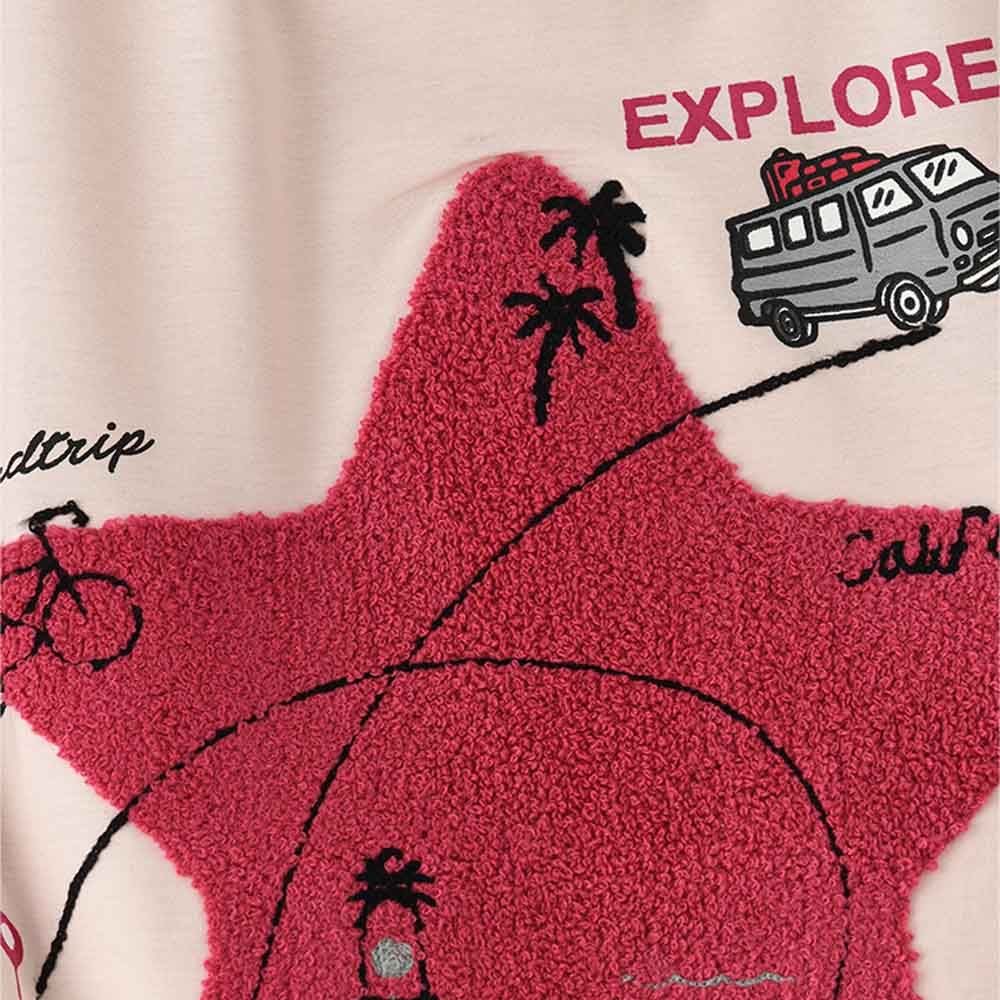 Jelliene Girl's Knit Top with Embroidery - Pink