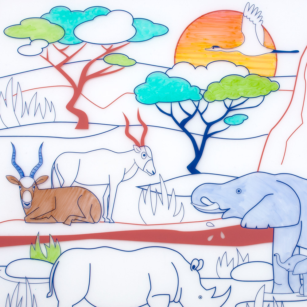 Super Petit - African Savannah Colouring Playmat + Brown wristband + 5 markers