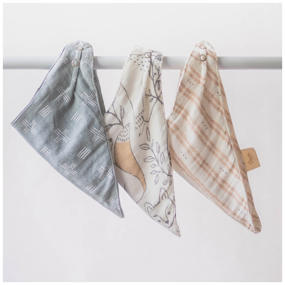 Crane Baby Ezra Muslin Bib Set - Pack of 3
