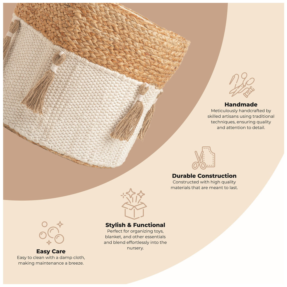 Crane Baby - Cotton & Jute Storage Bin