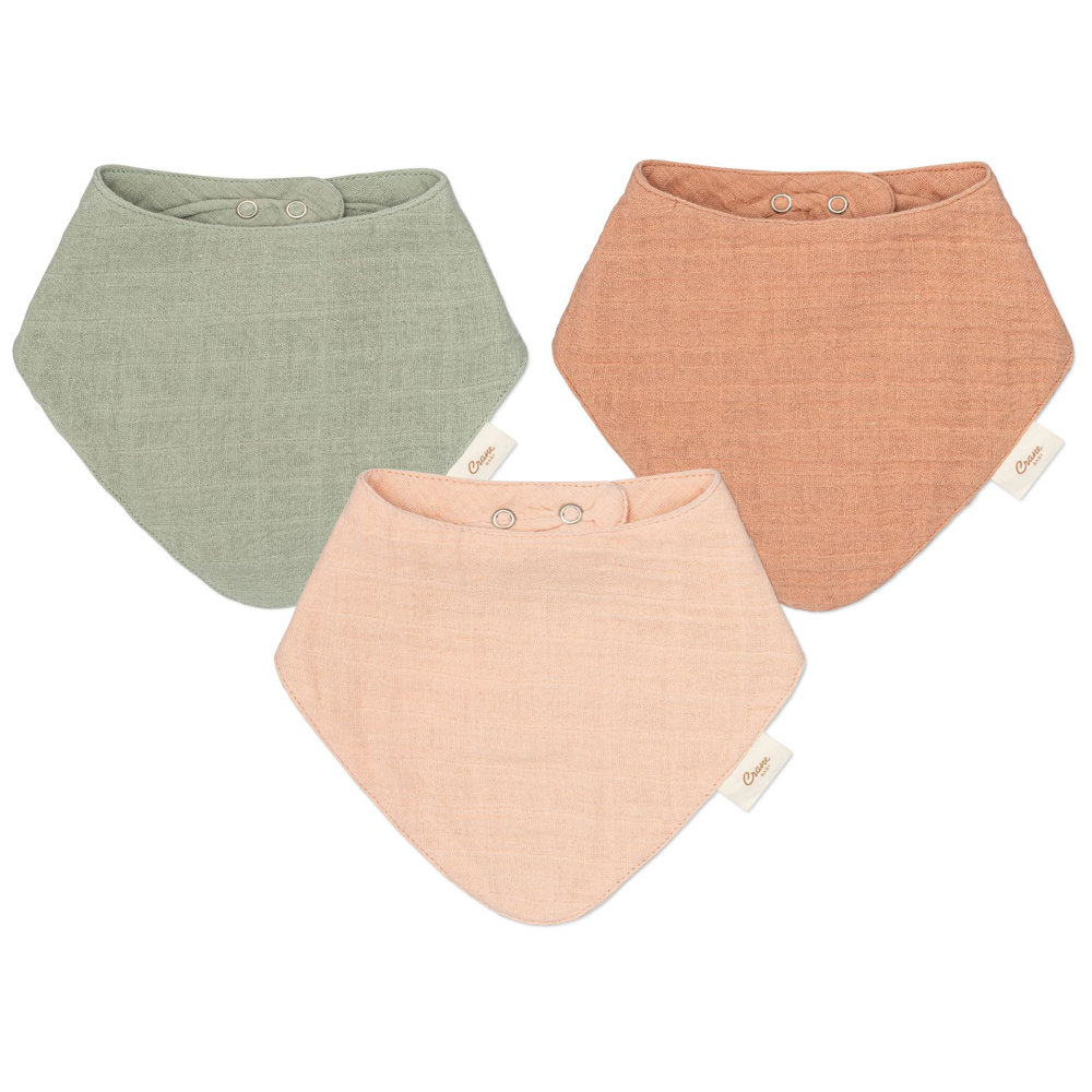 Crane Baby Muslin Bib Set - Rose - Pack of 3