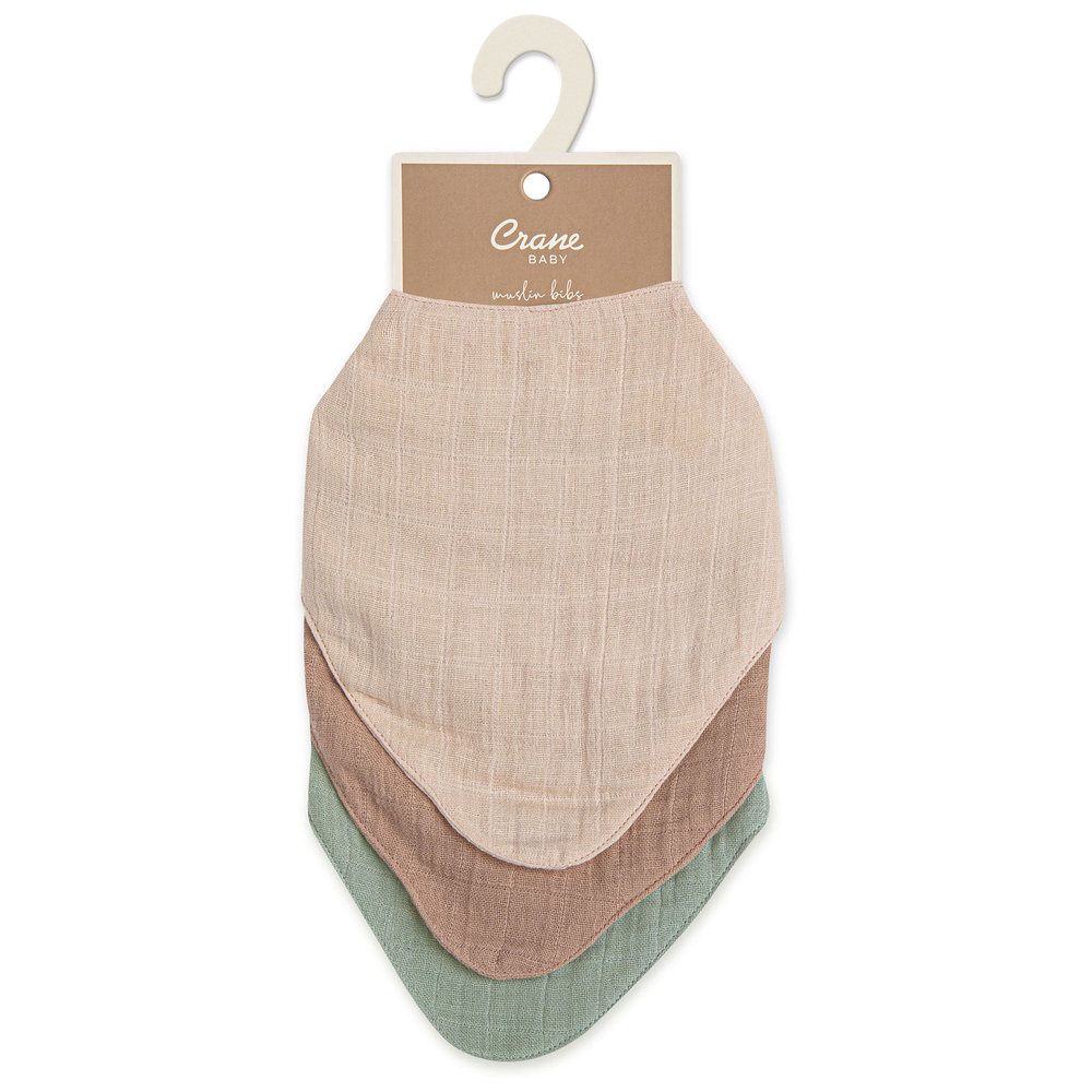 Crane Baby Muslin Bib Set - Rose - Pack of 3