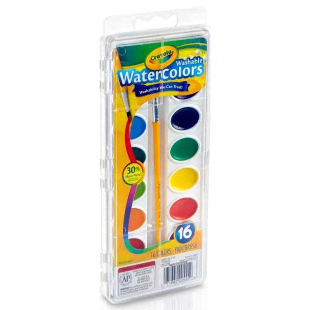 Crayola - Washable Watercolor Paint With Brush - 16 Pcs
